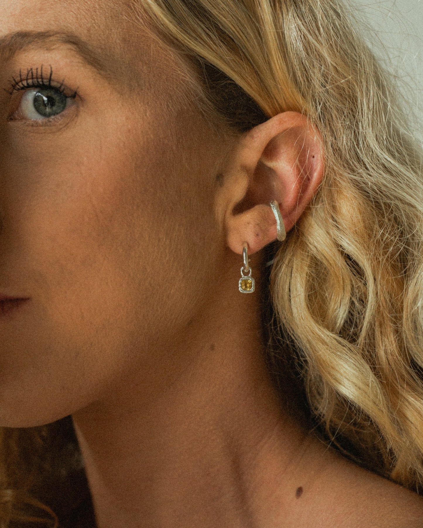 SAPPHIRE CHARM HOOPS