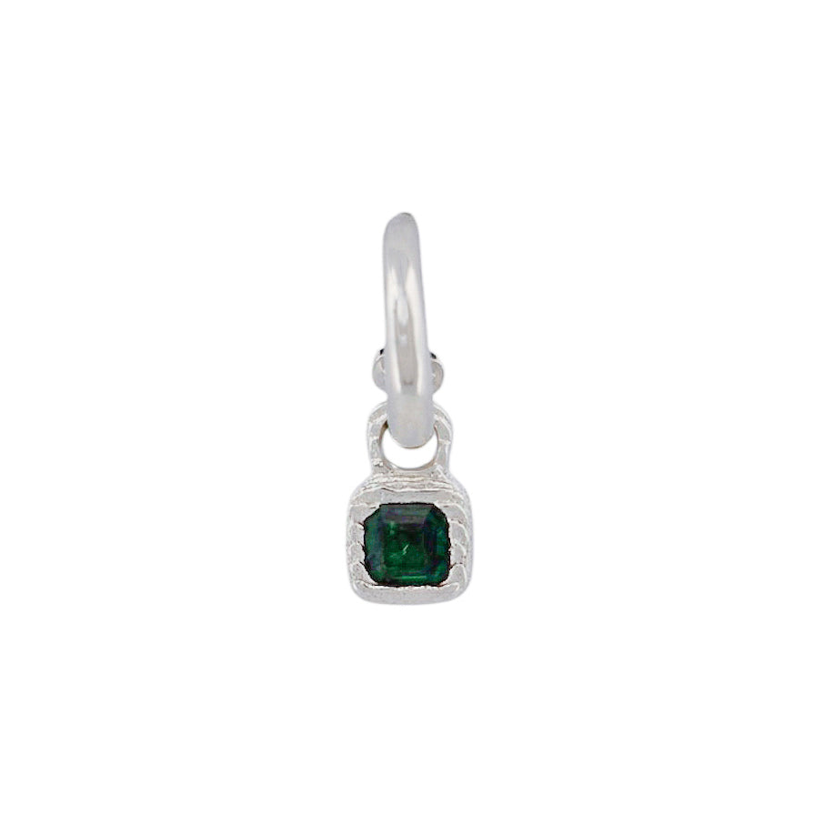 EMERALD CHARM HOOPS