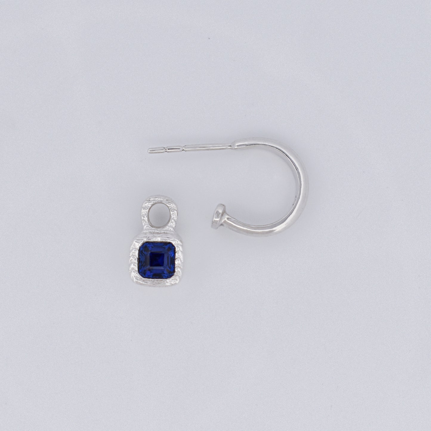 SAPPHIRE CUBE CHARM HOOP