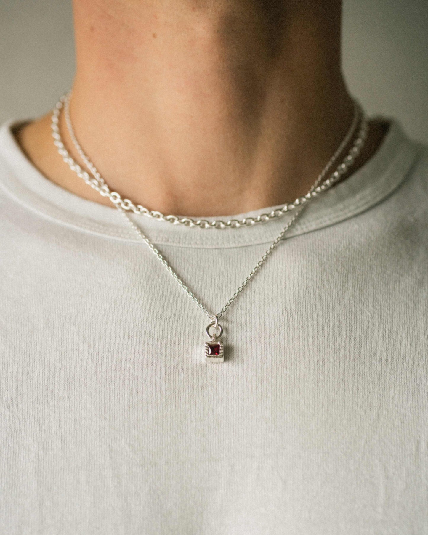 RUBY CUBE NECKLACE