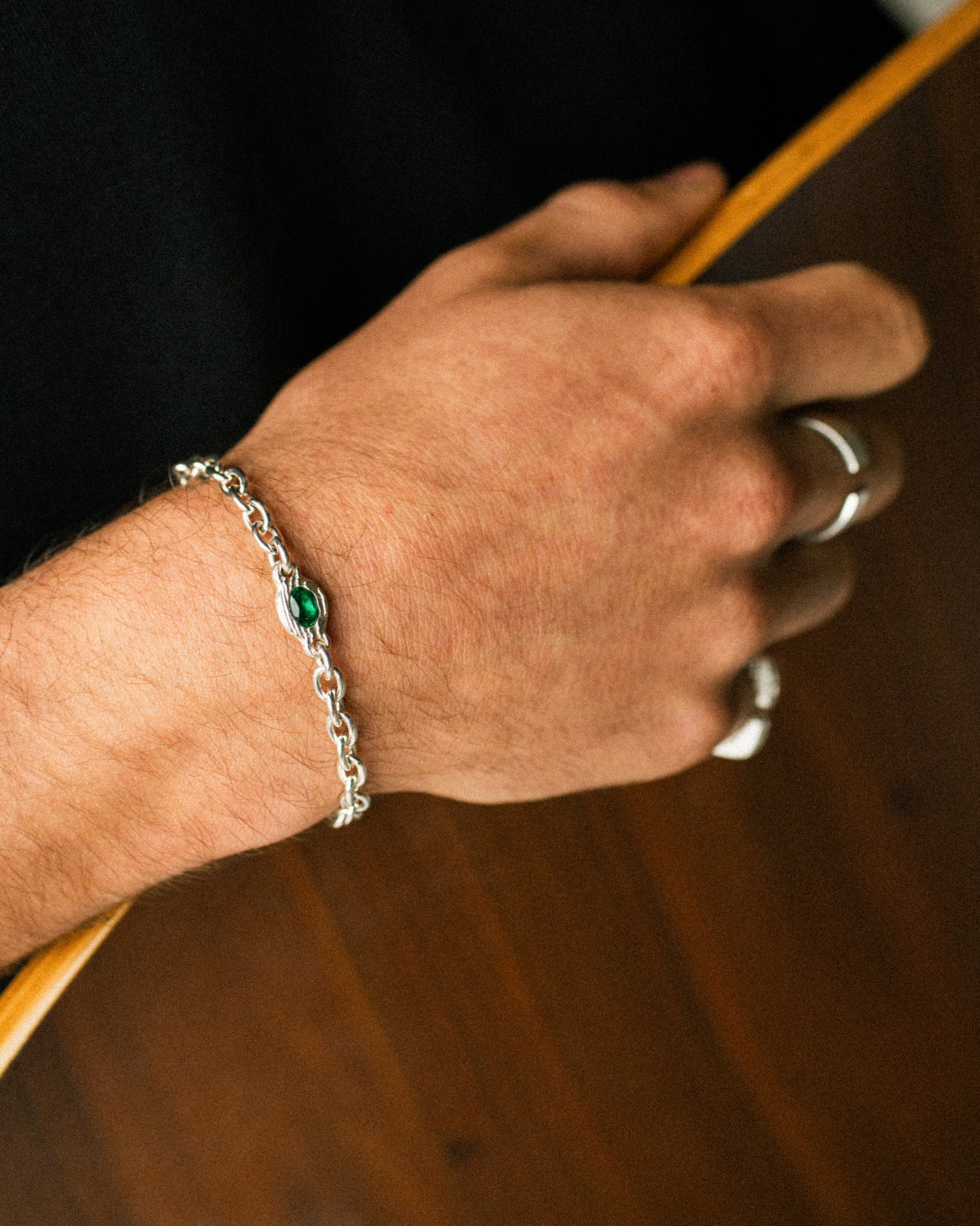 EMERALD CABLE CHAIN BRACELET