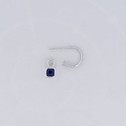 SAPPHIRE CUBE CHARM HOOP