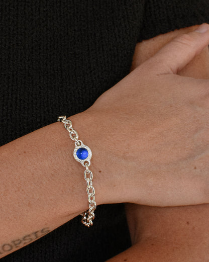SAPPHIRE CABOCHON CHAIN BRACELET