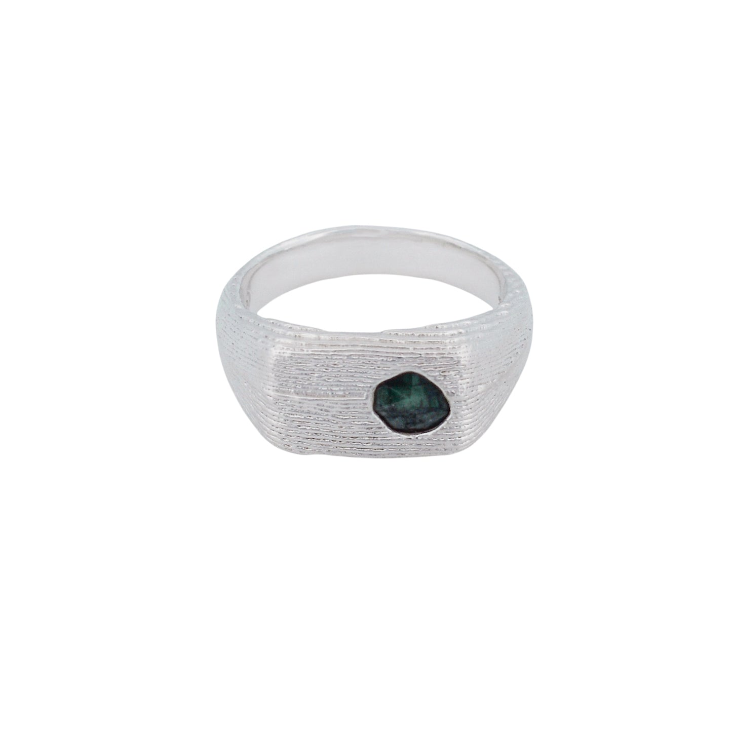 Cuttlefish cast ring set with rose-cut emerald