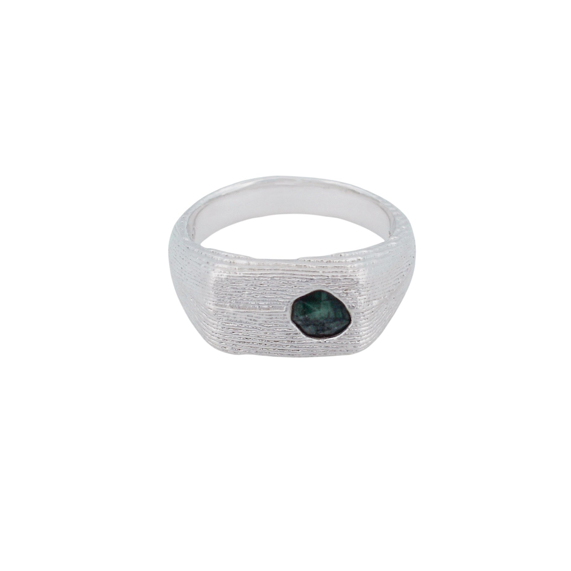 Cuttlefish cast ring set with rose-cut emerald