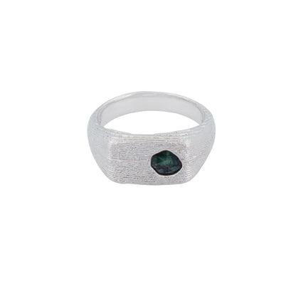 Cuttlefish cast ring set with rose-cut emerald