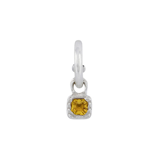 SAPPHIRE CUBE CHARM HOOP