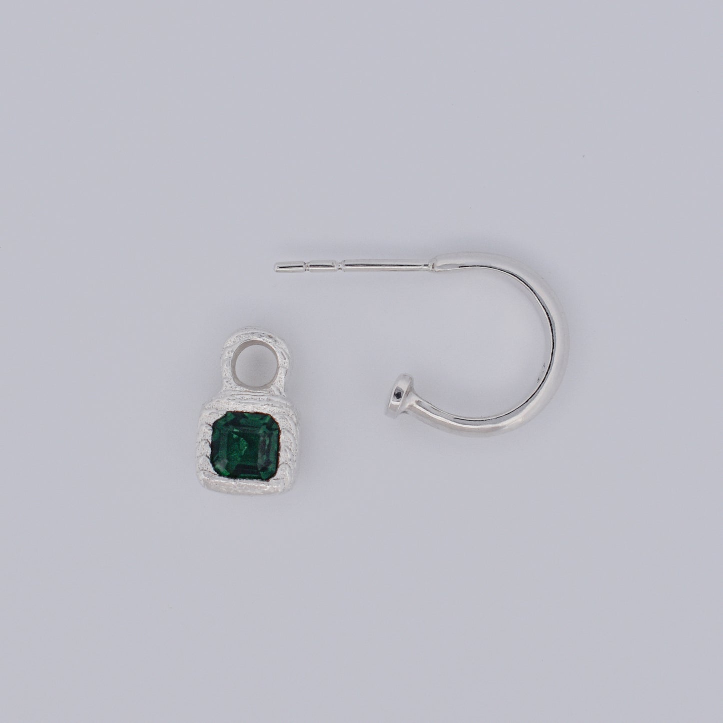 EMERALD CUBE CHARM HOOP
