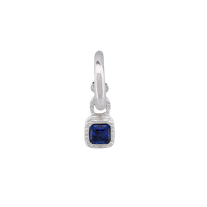 SAPPHIRE CUBE CHARM HOOP