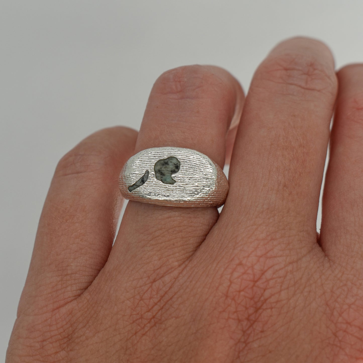 RAW EMERALD OVAL SIGNET RING